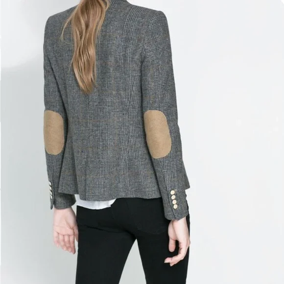 Zara plaid blazer with elbow patches - Picture 2 of 3